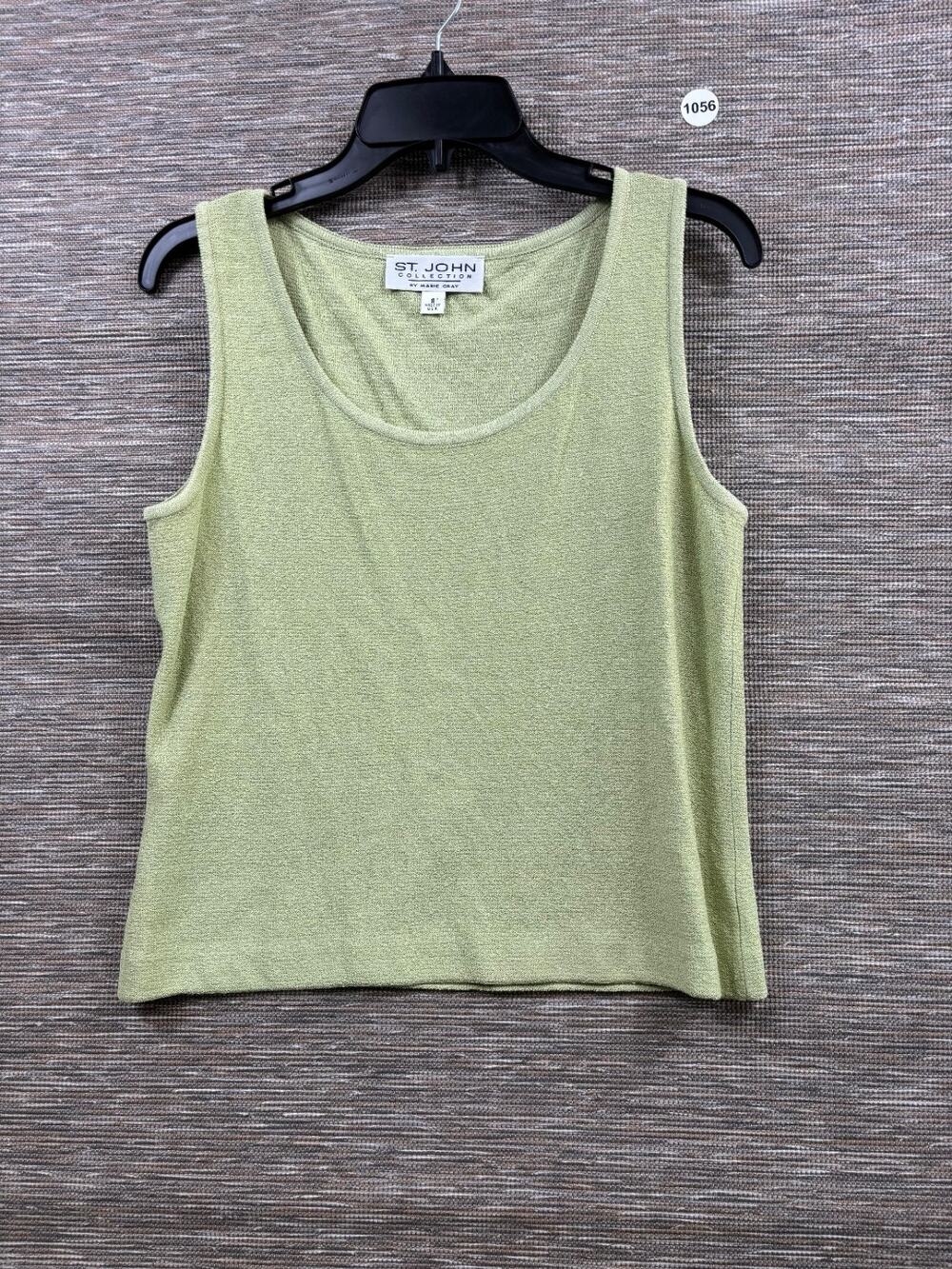 St. John by Marie Gray Knit Tank Top Womens Size S Light Green Scoop Neck